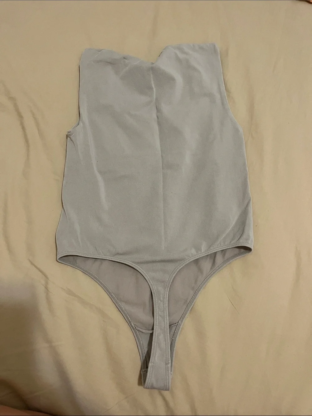 Free People Light Gray Square Neck Bodysuit